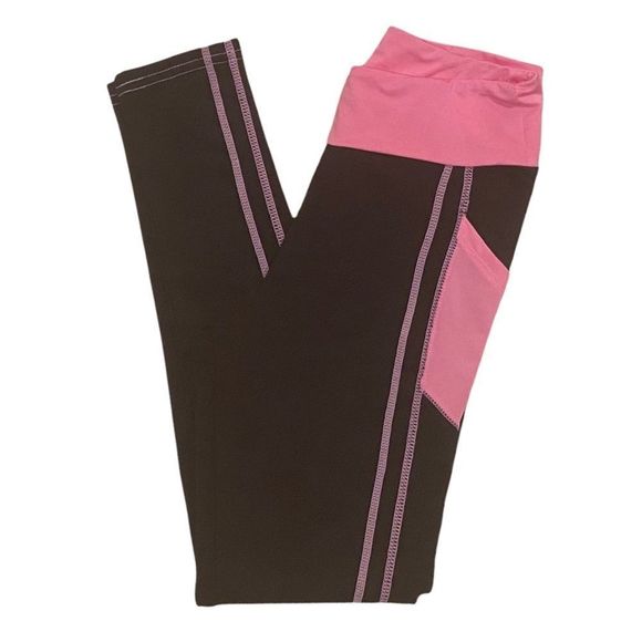 🎈 Leggings with Side Tech Pockets Black Pink Accents Size XS-Small Pls Read - Picture 3 of 4